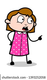 Warning - Retro Office Girl Employee Cartoon Vector Illustration﻿
