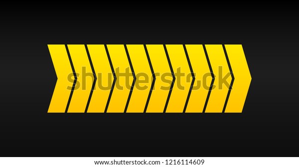 Warning right turn arrow road sign icon, vector
illustration isolated on
black.