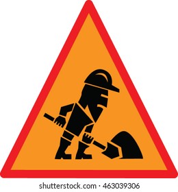 Warning Road Sign About Roadwork Vector Stock Vector (Royalty Free ...