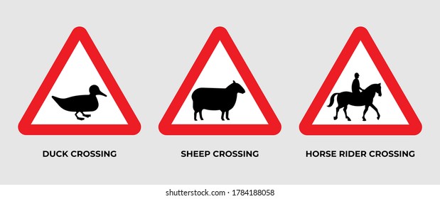 Warning road sign of animal crossing. Road signs symbol in United Kingdom