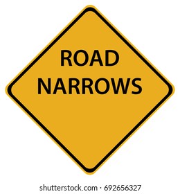 Warning Road Sign Canada Road Narrows Stock Vector (Royalty Free ...