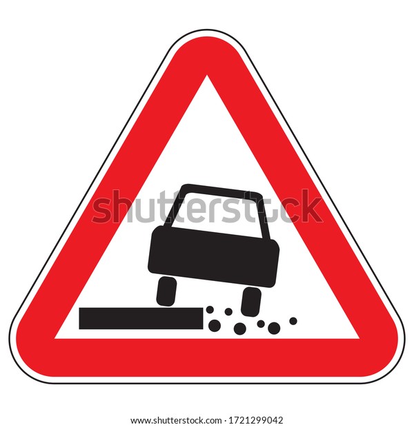 Warning Road Sign Dangerous Shoulder Stock Vector (Royalty Free ...