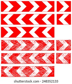 Warning road sign. Doodle style 