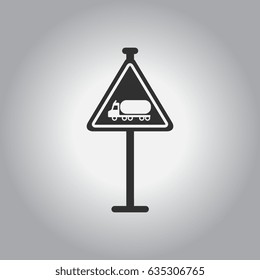 warning road sign gasoline tank truck