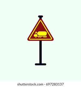 warning road sign gasoline tank truck