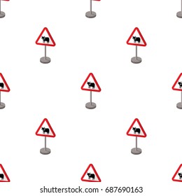 Warning road sign icon in cartoon style isolated on white background. Road signs symbol stock vector illustration.