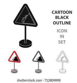 Warning road sign icon in cartoon style isolated on white background. Road signs symbol stock vector illustration.