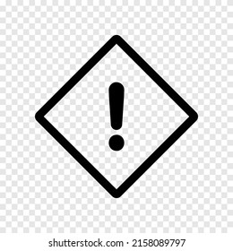 Warning road sign icon on transparent background