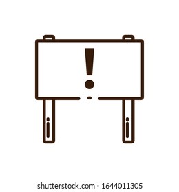 warning road sign icon over white background, colorful line style, vector illustration design
