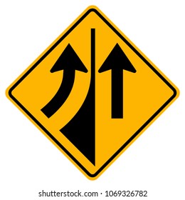 Warning road sign merging from the Left,Vector Illustration, Isolate On White Background Label. EPS10