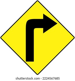 Warning Road Sign Right turn arrow sign, Vector illustration