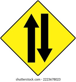 Señal de la carretera de advertencia Tráfico de dos vías, ilustración del vector