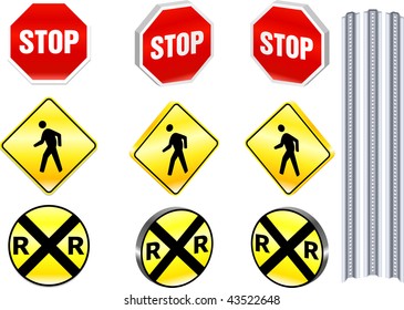 Warning Road Signs Original Vector Illustration Simple Image Illustration