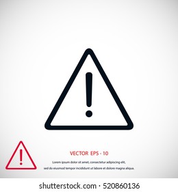 warning roadsign vector icon, flat design best vector icon