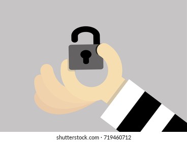 Warning Robbery, Thieves are unlocking something. Flat illustration.