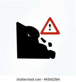 warning rock fall symbol