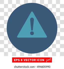 Warning round icon. Vector EPS illustration style is flat iconic bicolor symbol, cyan and blue colors, transparent background.