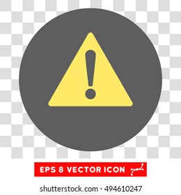 Warning round icon. Vector EPS illustration style is flat iconic bicolor symbol, yellow and silver colors, transparent background.