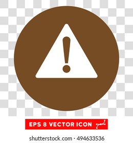Warning round icon. Vector EPS illustration style is flat iconic bicolor symbol, white and brown colors, transparent background.