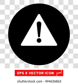 Warning round icon. Vector EPS illustration style is flat iconic bicolor symbol, white and black colors, transparent background.