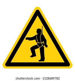 Warning Safety Harness Must Be Worn Symbol Sign,Vector Illustration, Isolated On White Background Label. EPS10 