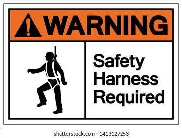 Warning Safety Harness Required Symbol Sign, Vector Illustration, Isolate On White Background Label. EPS10