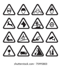 Warning Safety Signs Set black