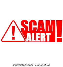 Warning, scam alert, rubber stamp and sign vector