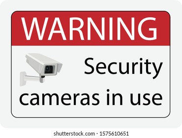 Warning Security Cameras Use Sign Stock Vector (Royalty Free ...