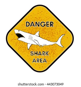 Warning Shark Attack Danger Sharks Yellow Stock Vector (Royalty Free ...