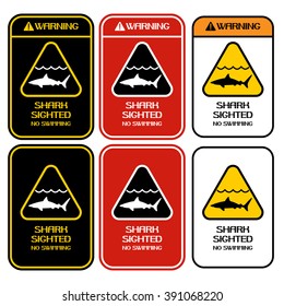 Warning. Shark sighted no swimming.
Poster Safety and Health in the open waters from dangerous aquatic creatures.