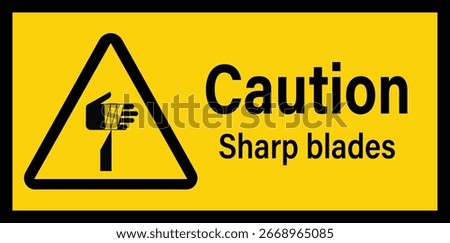 Warning Sharp Blades Label Symbol. Caution Sharp Blades	
