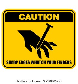 Warning, sharp edges watch your fingers, sign vector