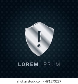 Warning Shield 3D silver/platinum metallic chromium precious Icon / Logo Design