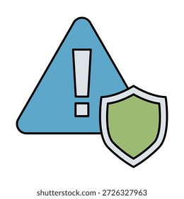Ícone de alerta de escudo de aviso representando avisos de segurança, alertas de risco, avisos do sistema e sinais de proteção.