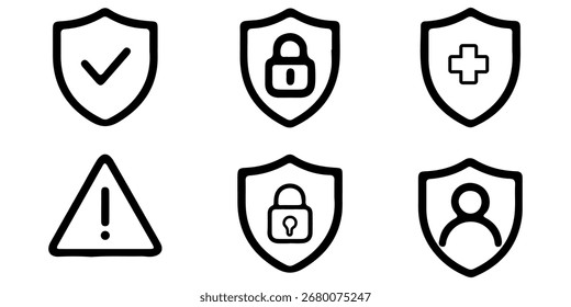 warning shield exclamation icon set