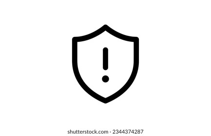 warning shield vector icon black and white background out line style eps8