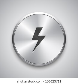 Warning shiny button. Vector illustration. 