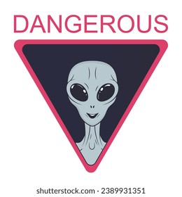 A warning sign about the danger of an alien attack. Gradient. Vector illustration.