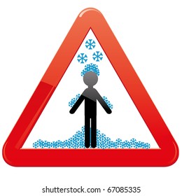 Warning sign about snowfalls, vector illustration