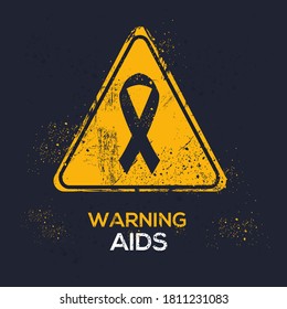 Warning sign (aids), vector illustration.	