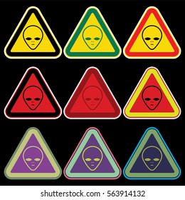 Warning sign aliens.
Be careful extraterrestrial beings , triangular warning sign.