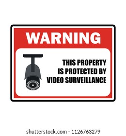 warning sign the area protected by video surveillance. security CCTV camera. vector illustration