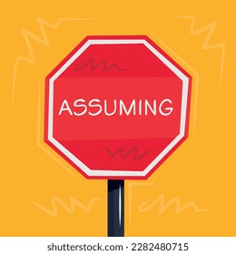 Warning sign (Assuming), vector illustration.