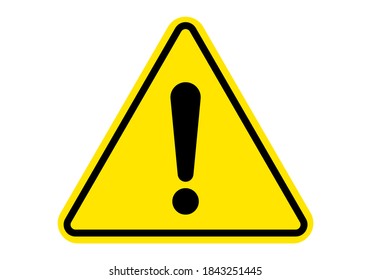 Warning sign attention caution exclamation sign, alert danger, vector yellow triangle icon