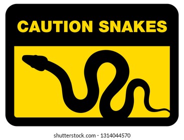 Warning sign of attention venomous snake. Hazard yellow symbol reptiles. 