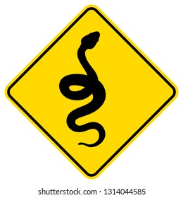 Warning sign of attention venomous snake. Hazard yellow symbol reptiles. 