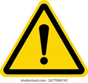 Warning sign, Attention sign, A yellow triangle sign with a black exclamation mark icon inside it