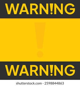 Warning sign background. Blank warning yellow and black. Vector flat illustration.