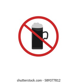 Warning sign beer stop alcohol - vector